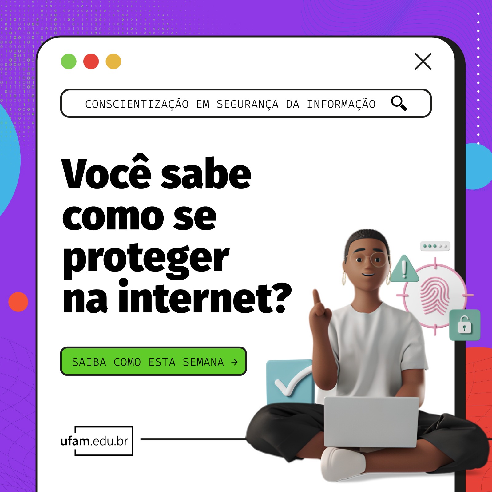 Telas iniciais da Jogo/Campanha Segurança na Internet.