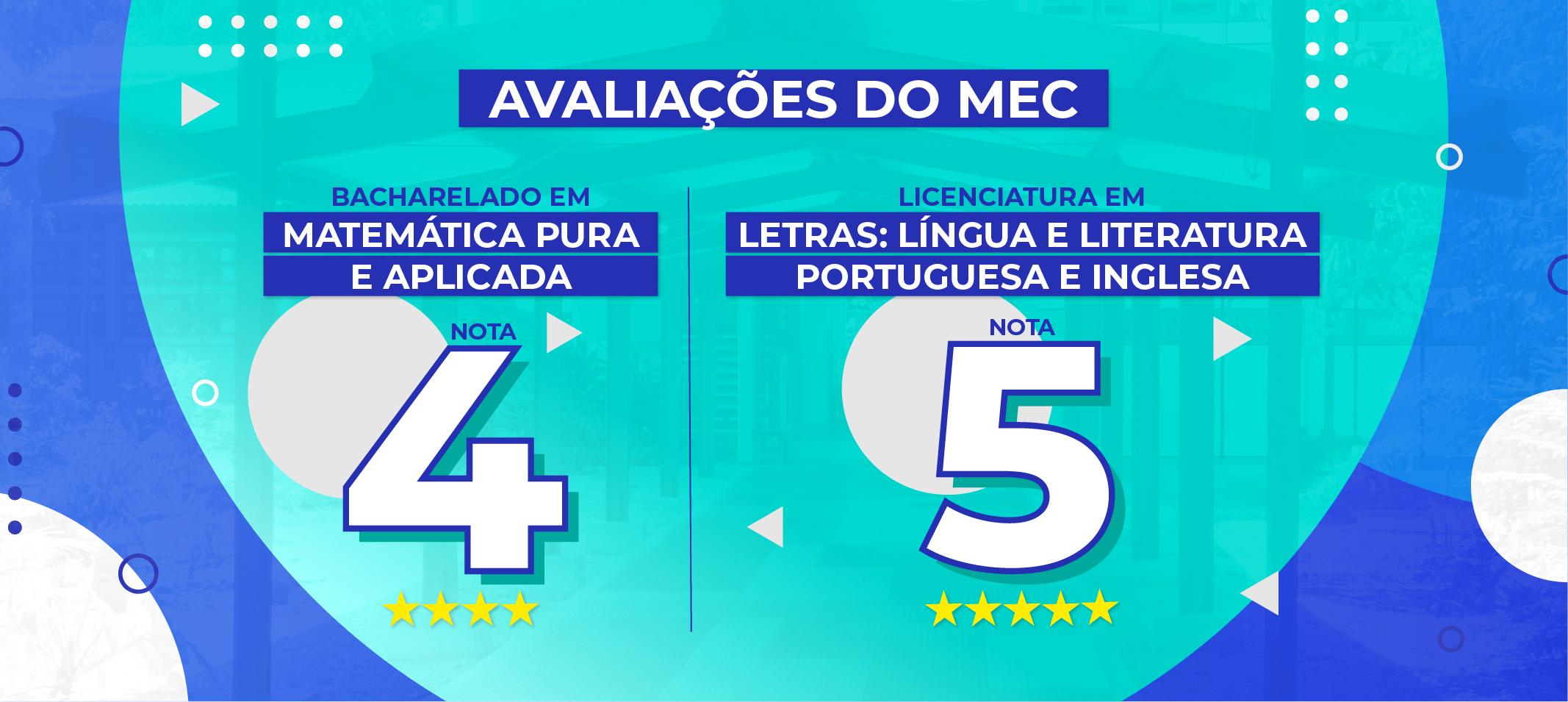 Licenciatura dupla em Letras - Português e Inglês, do IEAA, e Matemática Pura e Aplicada, do ICE, obtêm os conceitos 5 e 4 na avaliação do MEC