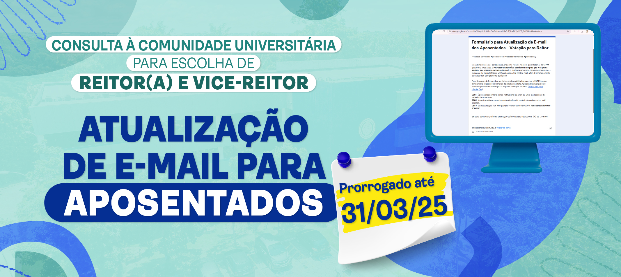 Progesp disponibiliza formulário para atualização de email dos aposentados até dia 31 de março