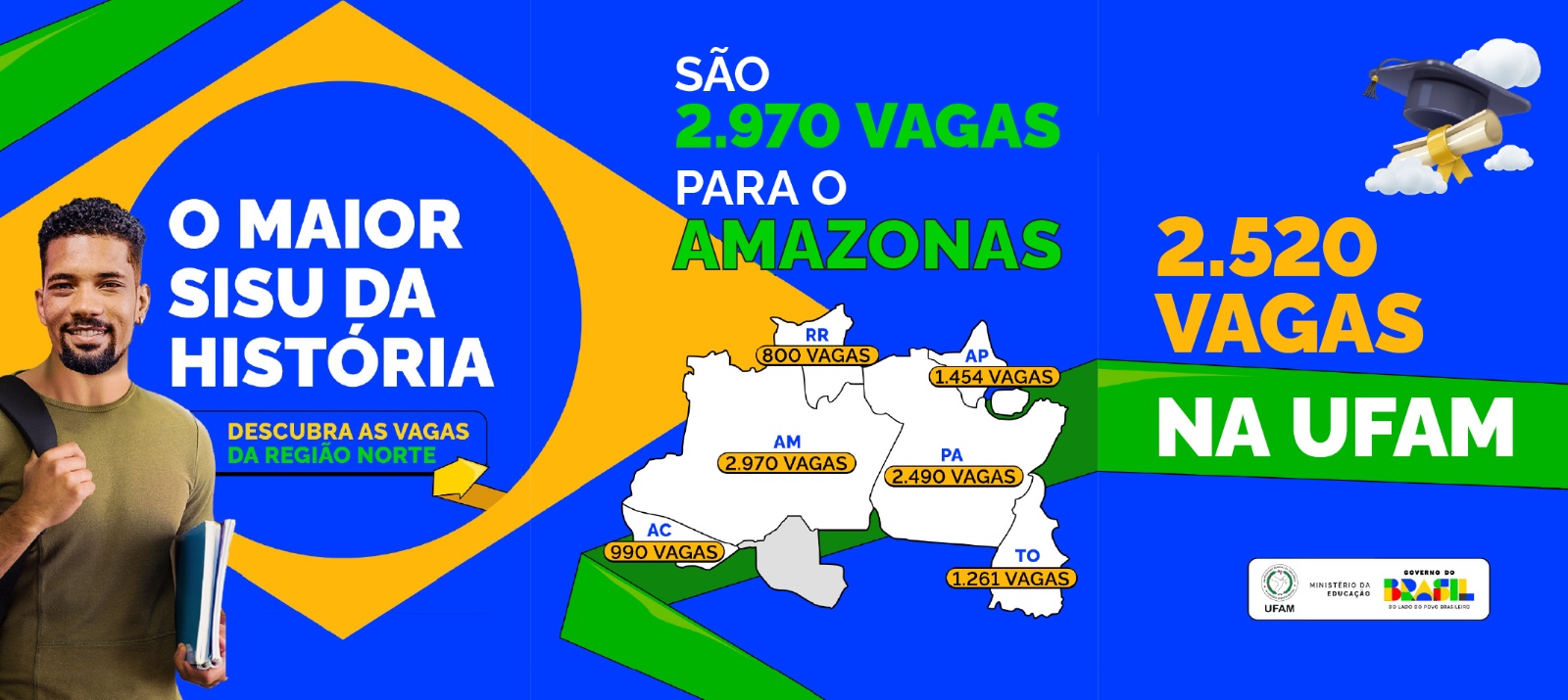 Ufam é a instituição que mais oferta vagas na Região Norte no Sisu 2026. Ao todo, são 2.520 vagas em 110 cursos de graduação