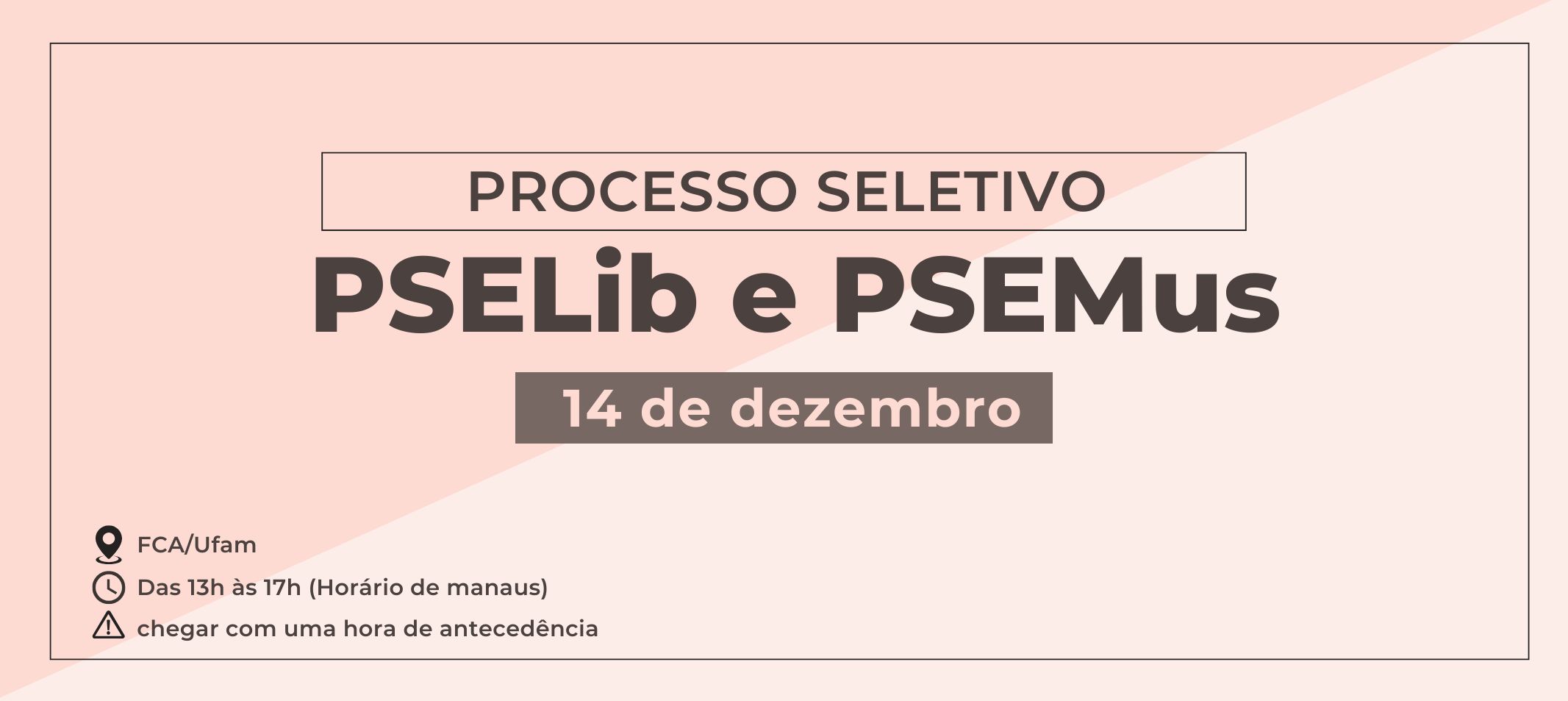 Ufam aplica provas dos Processos Seletivos Especiais para Letras Libras e Música no domingo, 14, no prédio da Faculdade de Ciências Agrárias